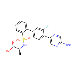 C[C@H](NS(=O)(=O)c1ccccc1-c1ccc(-c2cnc(N)cn2)c(F)c1)C(=O)O ZINC000224734392