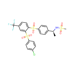 C[C@H](NS(C)(=O)=O)c1ccc(S(=O)(=O)c2ccc(C(F)(F)F)cc2S(=O)(=O)c2ccc(Cl)cc2)cc1 ZINC000028526414