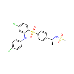 C[C@H](NS(C)(=O)=O)c1ccc(S(=O)(=O)c2ccc(Cl)cc2Nc2ccc(Cl)cc2)cc1 ZINC000028528645