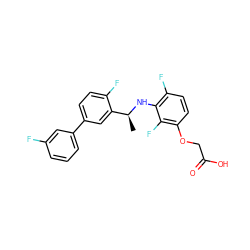 C[C@H](Nc1c(F)ccc(OCC(=O)O)c1F)c1cc(-c2cccc(F)c2)ccc1F ZINC000206898258