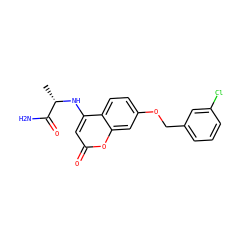 C[C@H](Nc1cc(=O)oc2cc(OCc3cccc(Cl)c3)ccc12)C(N)=O ZINC000101284235