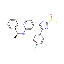 C[C@H](Nc1cc(-c2[nH]c([S@@+](C)[O-])nc2-c2ccc(F)cc2)ccn1)c1ccccc1 ZINC000071297022