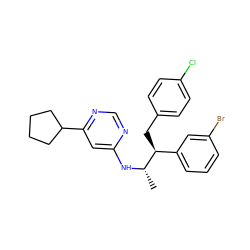 C[C@H](Nc1cc(C2CCCC2)ncn1)[C@@H](Cc1ccc(Cl)cc1)c1cccc(Br)c1 ZINC000043059746