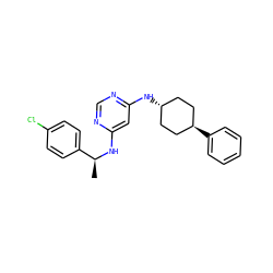 C[C@H](Nc1cc(N[C@H]2CC[C@H](c3ccccc3)CC2)ncn1)c1ccc(Cl)cc1 ZINC000261083572