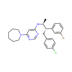 C[C@H](Nc1cc(N2CCCCCC2)ncn1)[C@@H](Cc1ccc(Cl)cc1)c1cccc(Br)c1 ZINC000043069347