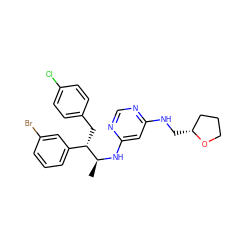 C[C@H](Nc1cc(NC[C@@H]2CCCO2)ncn1)[C@@H](Cc1ccc(Cl)cc1)c1cccc(Br)c1 ZINC000043064226