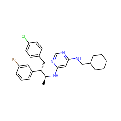 C[C@H](Nc1cc(NCC2CCCCC2)ncn1)[C@@H](Cc1ccc(Cl)cc1)c1cccc(Br)c1 ZINC000043064692