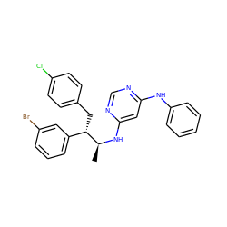 C[C@H](Nc1cc(Nc2ccccc2)ncn1)[C@@H](Cc1ccc(Cl)cc1)c1cccc(Br)c1 ZINC000043022756