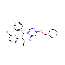 C[C@H](Nc1cc(OCC2CCCCC2)ncn1)[C@@H](Cc1ccc(Cl)cc1)c1cccc(Br)c1 ZINC000043067263