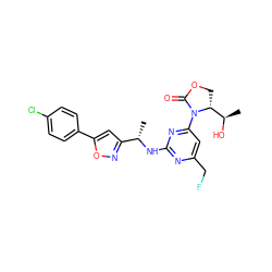 C[C@H](Nc1nc(CF)cc(N2C(=O)OC[C@@H]2[C@@H](C)O)n1)c1cc(-c2ccc(Cl)cc2)on1 ZINC000221672598