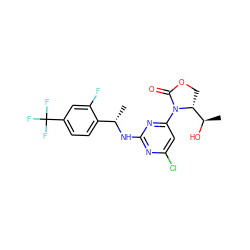 C[C@H](Nc1nc(Cl)cc(N2C(=O)OC[C@@H]2[C@@H](C)O)n1)c1ccc(C(F)(F)F)cc1F ZINC000221671141