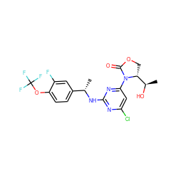 C[C@H](Nc1nc(Cl)cc(N2C(=O)OC[C@@H]2[C@@H](C)O)n1)c1ccc(OC(F)(F)F)c(F)c1 ZINC000221910377