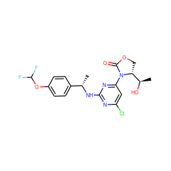 C[C@H](Nc1nc(Cl)cc(N2C(=O)OC[C@@H]2[C@@H](C)O)n1)c1ccc(OC(F)F)cc1 ZINC000221909196