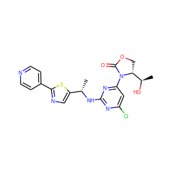 C[C@H](Nc1nc(Cl)cc(N2C(=O)OC[C@@H]2[C@@H](C)O)n1)c1cnc(-c2ccncc2)s1 ZINC000221673258