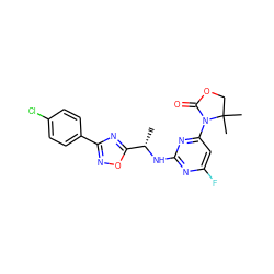 C[C@H](Nc1nc(F)cc(N2C(=O)OCC2(C)C)n1)c1nc(-c2ccc(Cl)cc2)no1 ZINC000222609763