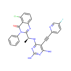 C[C@H](Nc1nc(N)nc(N)c1C#Cc1ccc(F)cn1)c1nc2cccc(Cl)c2c(=O)n1-c1ccccc1 ZINC000219083280