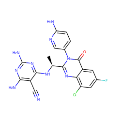 C[C@H](Nc1nc(N)nc(N)c1C#N)c1nc2c(Cl)cc(F)cc2c(=O)n1-c1ccc(N)nc1 ZINC001772644135