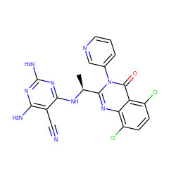 C[C@H](Nc1nc(N)nc(N)c1C#N)c1nc2c(Cl)ccc(Cl)c2c(=O)n1-c1cccnc1 ZINC000220889472