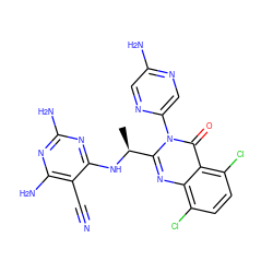 C[C@H](Nc1nc(N)nc(N)c1C#N)c1nc2c(Cl)ccc(Cl)c2c(=O)n1-c1cnc(N)cn1 ZINC001772636154