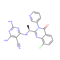 C[C@H](Nc1nc(N)nc(N)c1C#N)c1nc2c(Cl)cccc2c(=O)n1-c1cccnc1 ZINC000220889374