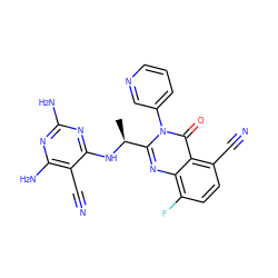 C[C@H](Nc1nc(N)nc(N)c1C#N)c1nc2c(F)ccc(C#N)c2c(=O)n1-c1cccnc1 ZINC000220853246