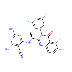 C[C@H](Nc1nc(N)nc(N)c1C#N)c1nc2ccc(F)c(Cl)c2c(=O)n1-c1cc(F)cc(F)c1 ZINC000219330416