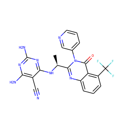 C[C@H](Nc1nc(N)nc(N)c1C#N)c1nc2cccc(C(F)(F)F)c2c(=O)n1-c1cccnc1 ZINC000220883447