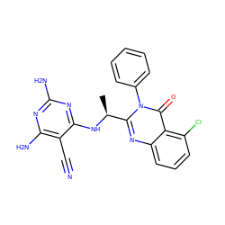 C[C@H](Nc1nc(N)nc(N)c1C#N)c1nc2cccc(Cl)c2c(=O)n1-c1ccccc1 ZINC000209607455