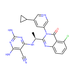 C[C@H](Nc1nc(N)nc(N)c1C#N)c1nc2cccc(Cl)c2c(=O)n1-c1cncc(C2CC2)c1 ZINC000220889213