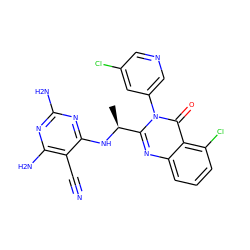 C[C@H](Nc1nc(N)nc(N)c1C#N)c1nc2cccc(Cl)c2c(=O)n1-c1cncc(Cl)c1 ZINC000220886298