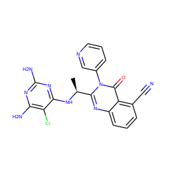 C[C@H](Nc1nc(N)nc(N)c1Cl)c1nc2cccc(C#N)c2c(=O)n1-c1cccnc1 ZINC000220863367