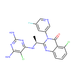 C[C@H](Nc1nc(N)nc(N)c1Cl)c1nc2cccc(Cl)c2c(=O)n1-c1cncc(F)c1 ZINC000220859701