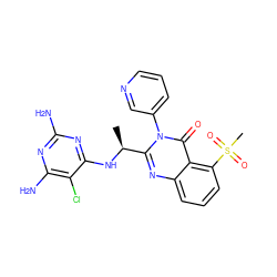 C[C@H](Nc1nc(N)nc(N)c1Cl)c1nc2cccc(S(C)(=O)=O)c2c(=O)n1-c1cccnc1 ZINC000220858310