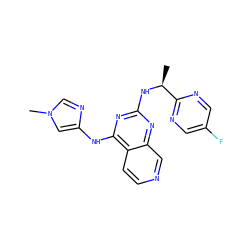 C[C@H](Nc1nc(Nc2cn(C)cn2)c2ccncc2n1)c1ncc(F)cn1 ZINC000103260263