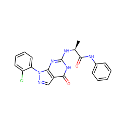 C[C@H](Nc1nc2c(cnn2-c2ccccc2Cl)c(=O)[nH]1)C(=O)Nc1ccccc1 ZINC000095572756