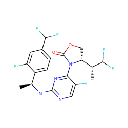 C[C@H](Nc1ncc(F)c(N2C(=O)OC[C@@H]2[C@@H](C)C(F)F)n1)c1ccc(C(F)F)cc1F ZINC000226101012