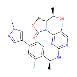 C[C@H](Nc1ncc(F)c(N2C(=O)OC[C@@H]2[C@@H](C)O)n1)c1ccc(-c2cnn(C)c2)cc1F ZINC001772653313