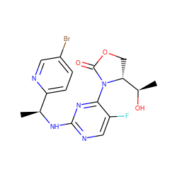 C[C@H](Nc1ncc(F)c(N2C(=O)OC[C@@H]2[C@@H](C)O)n1)c1ccc(Br)cn1 ZINC000221677175