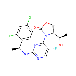 C[C@H](Nc1ncc(F)c(N2C(=O)OC[C@@H]2[C@@H](C)O)n1)c1ccc(Cl)cc1Cl ZINC000221677348