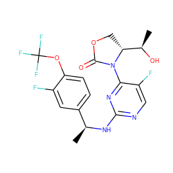 C[C@H](Nc1ncc(F)c(N2C(=O)OC[C@@H]2[C@@H](C)O)n1)c1ccc(OC(F)(F)F)c(F)c1 ZINC000221908471