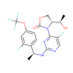 C[C@H](Nc1ncc(F)c(N2C(=O)OC[C@@H]2[C@@H](C)O)n1)c1ccc(OC(F)(F)F)cc1F ZINC000221910288