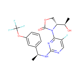 C[C@H](Nc1ncc(F)c(N2C(=O)OC[C@@H]2[C@@H](C)O)n1)c1cccc(OC(F)(F)F)c1 ZINC000221907158