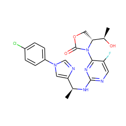 C[C@H](Nc1ncc(F)c(N2C(=O)OC[C@@H]2[C@@H](C)O)n1)c1cn(-c2ccc(Cl)cc2)cn1 ZINC000221678511