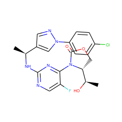 C[C@H](Nc1ncc(F)c(N2C(=O)OC[C@@H]2[C@@H](C)O)n1)c1cnn(-c2ccc(Cl)cc2)c1 ZINC000221672521