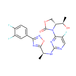 C[C@H](Nc1ncc(F)c(N2C(=O)OC[C@@H]2[C@@H](C)O)n1)c1nc(-c2ccc(F)c(F)c2)no1 ZINC000221667038