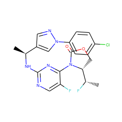 C[C@H](Nc1ncc(F)c(N2C(=O)OC[C@@H]2[C@H](C)F)n1)c1cnn(-c2ccc(Cl)cc2)c1 ZINC000221909725