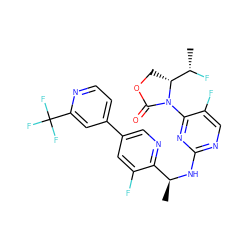 C[C@H](Nc1ncc(F)c(N2C(=O)OC[C@@H]2[C@H](C)F)n1)c1ncc(-c2ccnc(C(F)(F)F)c2)cc1F ZINC000221683063