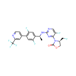 C[C@H](Nc1ncc(F)c(N2C(=O)OC[C@@H]2CF)n1)c1cc(F)c(-c2ccnc(C(F)(F)F)c2)cc1F ZINC000221682613