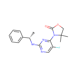 C[C@H](Nc1ncc(F)c(N2C(=O)OCC2(C)C)n1)c1ccccc1 ZINC000142097082