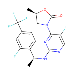 C[C@H](Nc1ncc(F)c(N2C[C@@H](C)OC2=O)n1)c1ccc(C(F)(F)F)cc1F ZINC000142102255